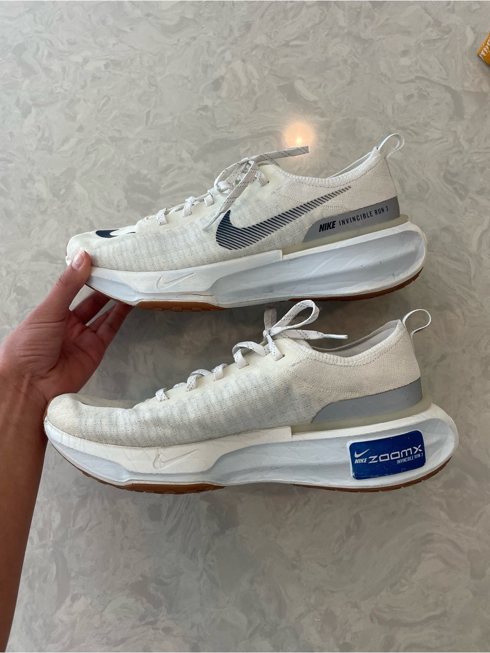 Nike ZoomX Invincible Run 3 — White with Blue Accents and Gum Outsole - Picture 4 of 9